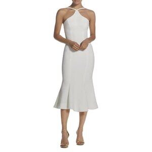 🤍✨ Dress The Population "Tessa" Halter Crepe Midi Dress - Size S (Fits Li…